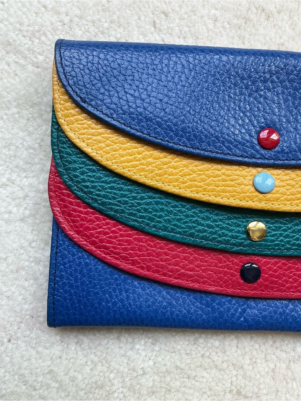 VINTAGE DESIGNER GIEFFE MULTI POCKET PEBBLED TRAVEL ENVELOPE WALLET - Picture 3 of 16